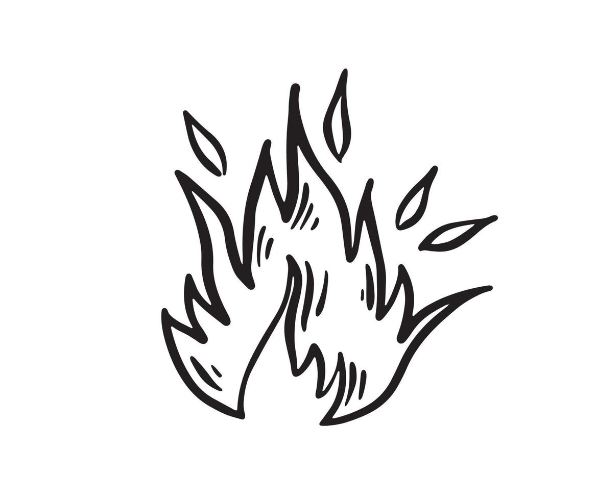 ensemble de feu de joie, illustration dessinée à la main, flamme, combustion. vecteur