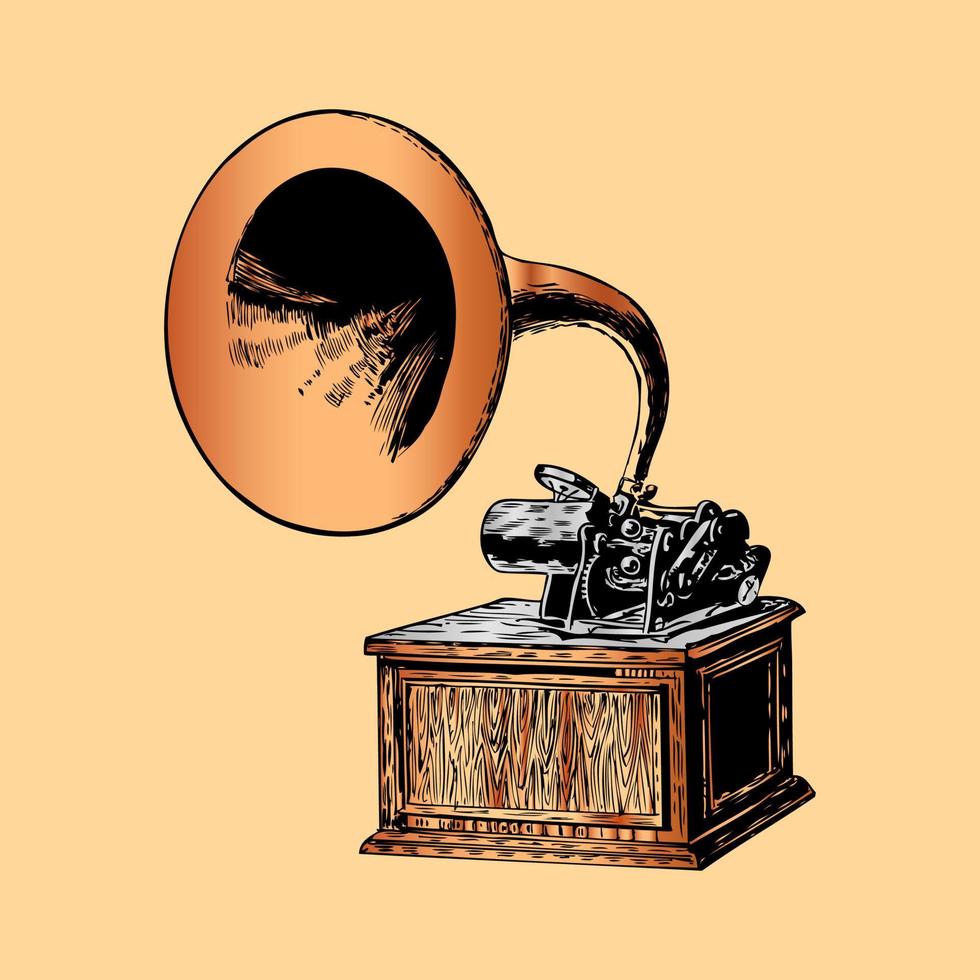 geamophone art vintage dessiné à la main vecteur