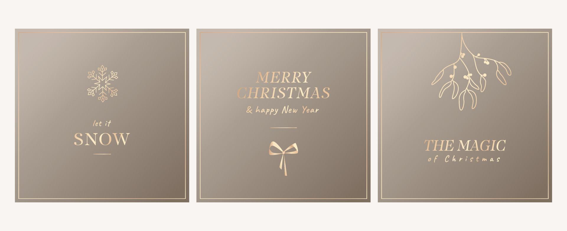 modèles vectoriels pour cartes de Noël. texte d'or bonne année pour votre carte de voeux. modèle de médias sociaux de nouvel an de vecteur dans des tons or