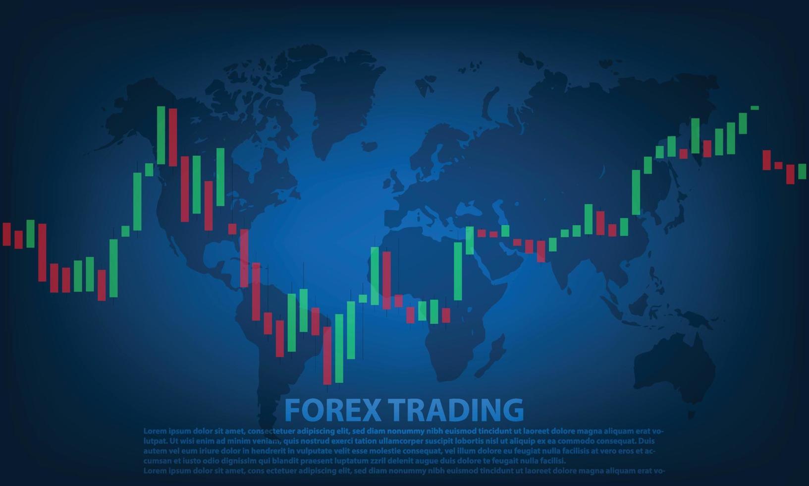 graphique en chandelier dans l'illustration vectorielle du marché financier sur fond bleu. concept de conception graphique de trading forex vecteur