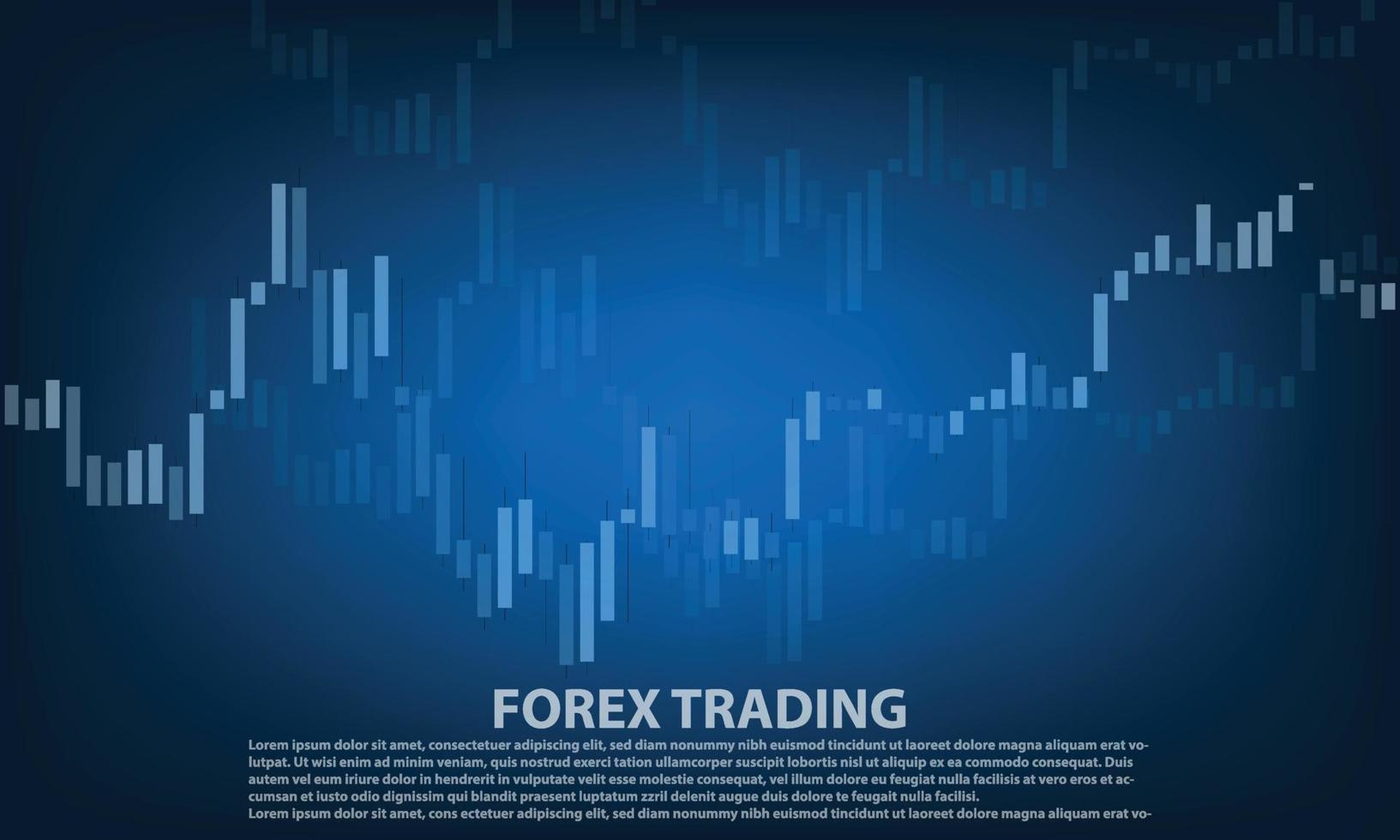 graphique en chandeliers dans l'illustration vectorielle du marché financier sur fond bleu. concept de conception graphique de trading forex vecteur