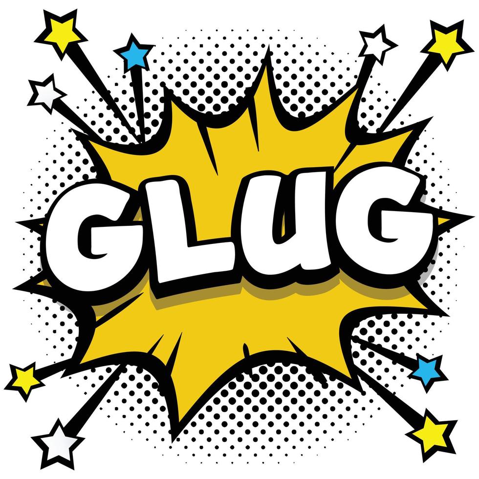 glug pop art bande dessinée bulles livre effets sonores vecteur