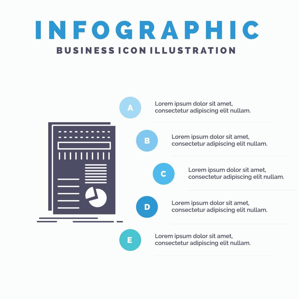 Entreprise. Les données. finance. rapport. modèle d'infographie de statistiques pour le site Web et la présentation. icône grise de glyphe avec illustration vectorielle de style infographique bleu. vecteur