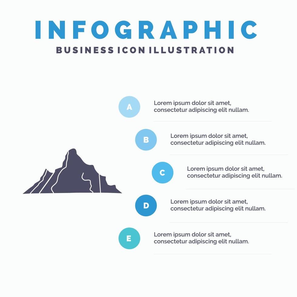 colline. paysage. la nature. Montagne. modèle d'infographie de scène pour le site Web et la présentation. icône grise de glyphe avec illustration vectorielle de style infographique bleu. vecteur