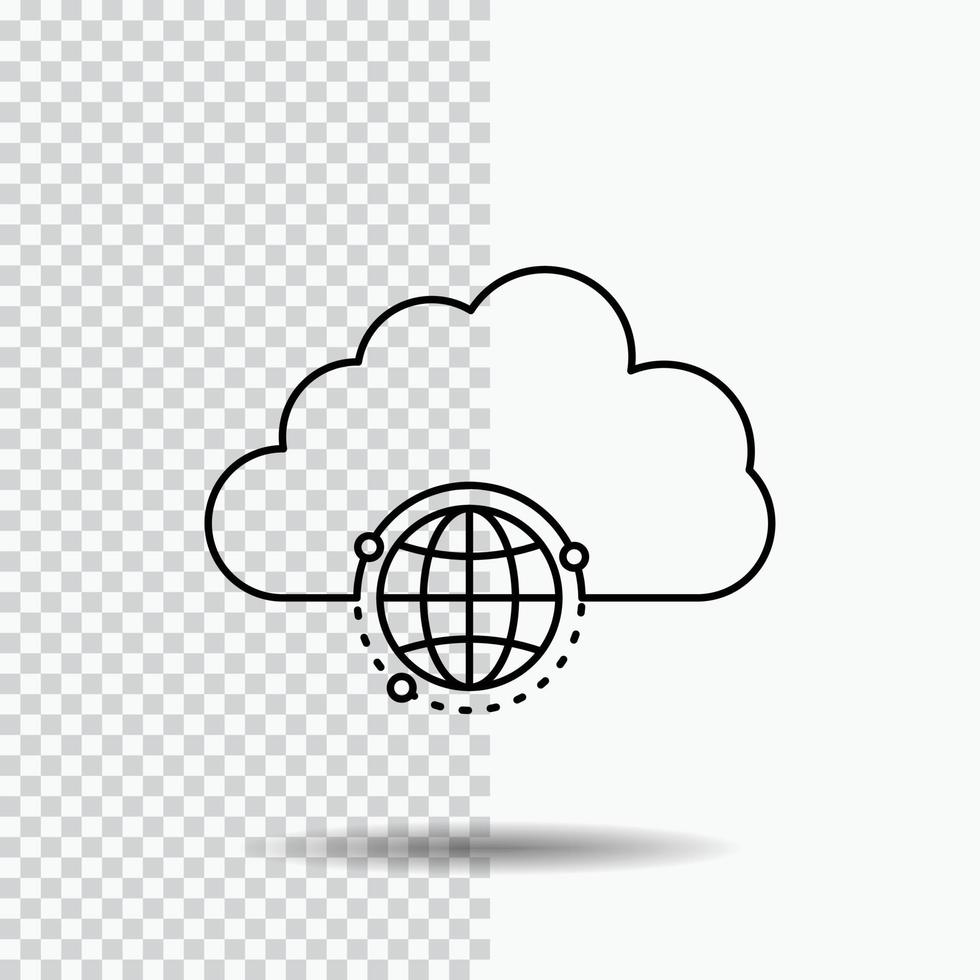 réseau. ville. globe. centre. icône de ligne d'infrastructure sur fond transparent. illustration vectorielle icône noire vecteur