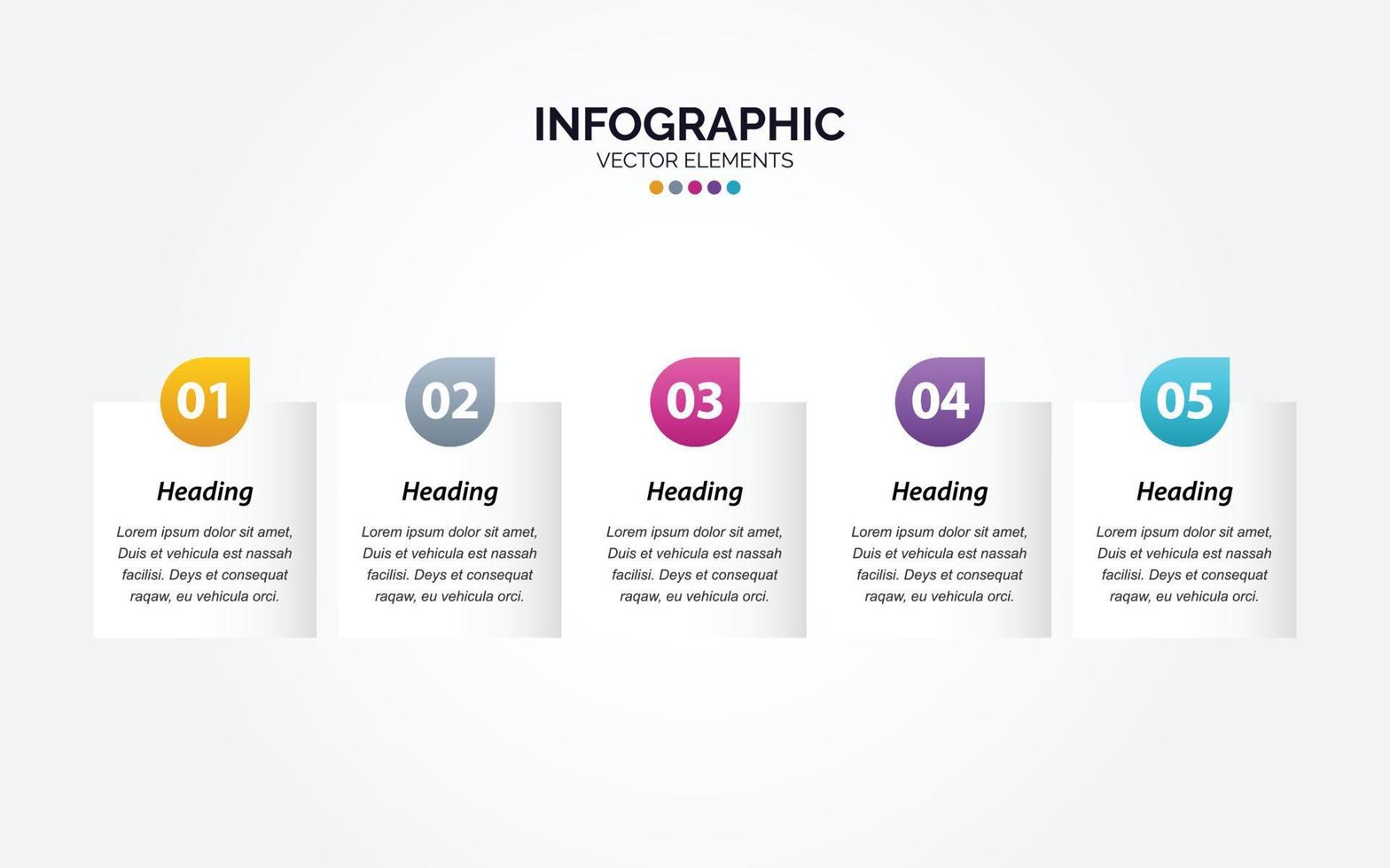 modèle d'infographie horizontale d'entreprise numéros 5 options ou étapes vecteur