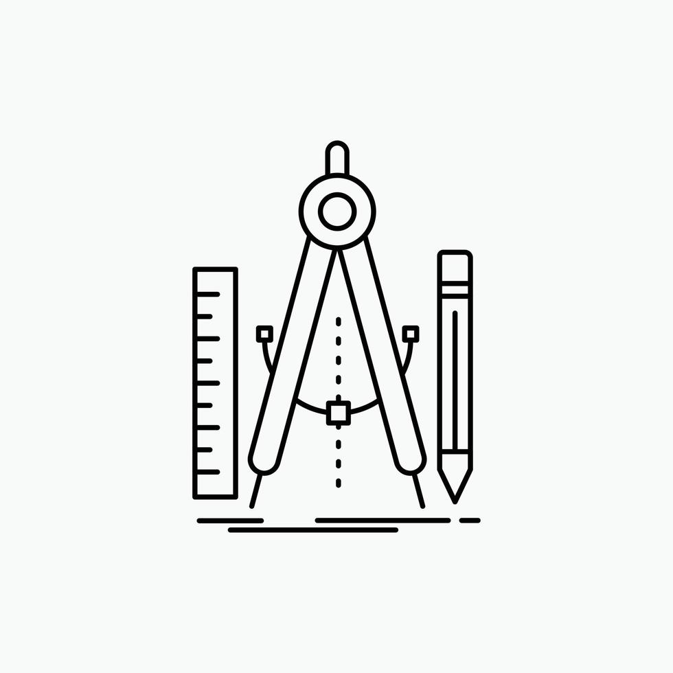 construire. motif. géométrie. math. icône de ligne d'outil. illustration vectorielle isolée vecteur