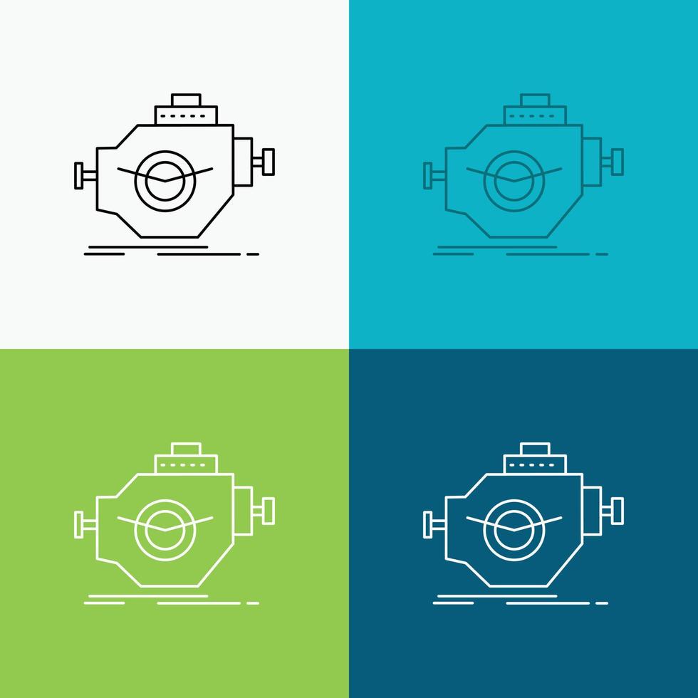 moteur. industrie. machine. moteur. icône de performance sur divers arrière-plans. conception de style de ligne. conçu pour le web et l'application. illustration vectorielle eps 10 vecteur