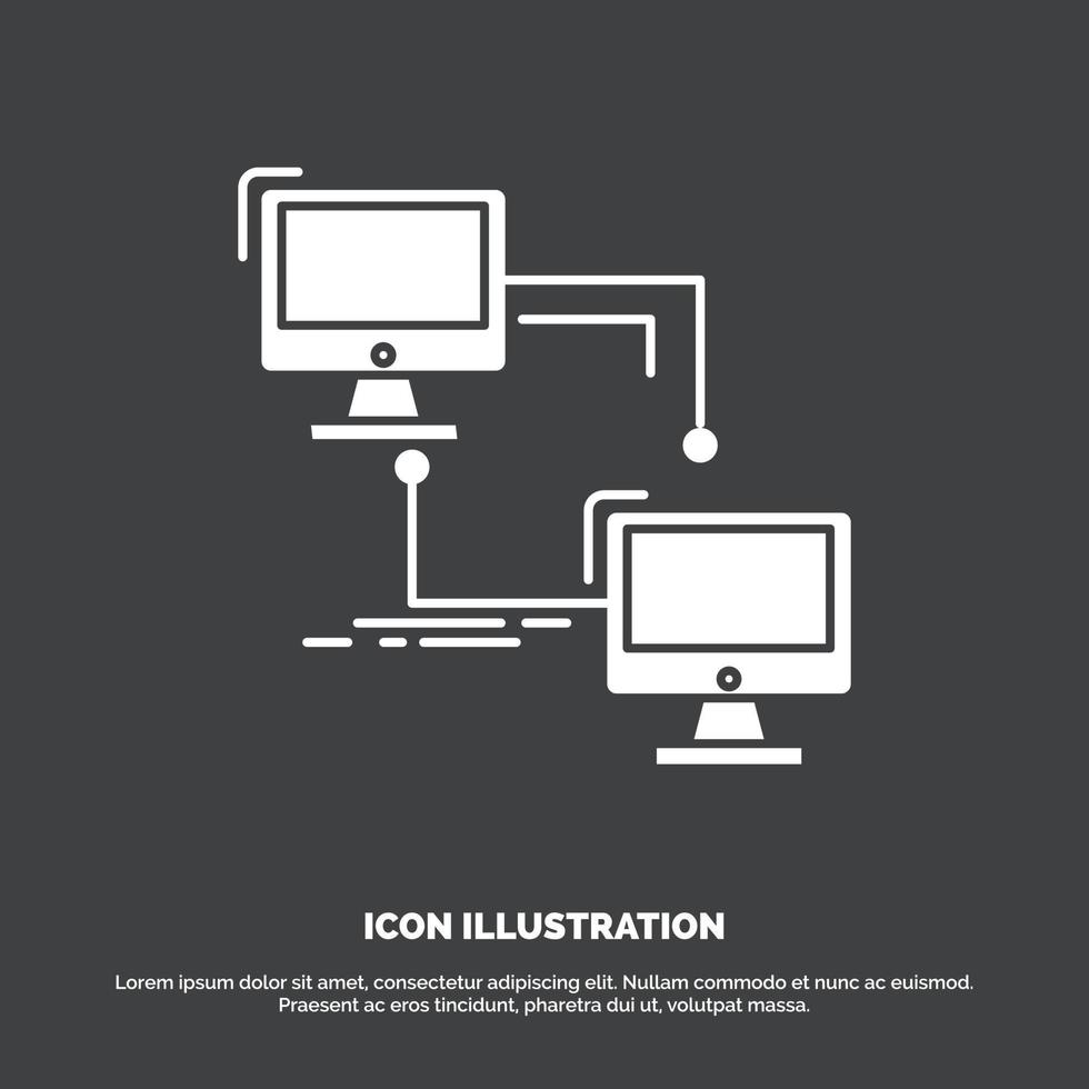 local. lan. lien. synchroniser. icône de l'ordinateur. symbole de vecteur de glyphe pour ui et ux. site web ou application mobile