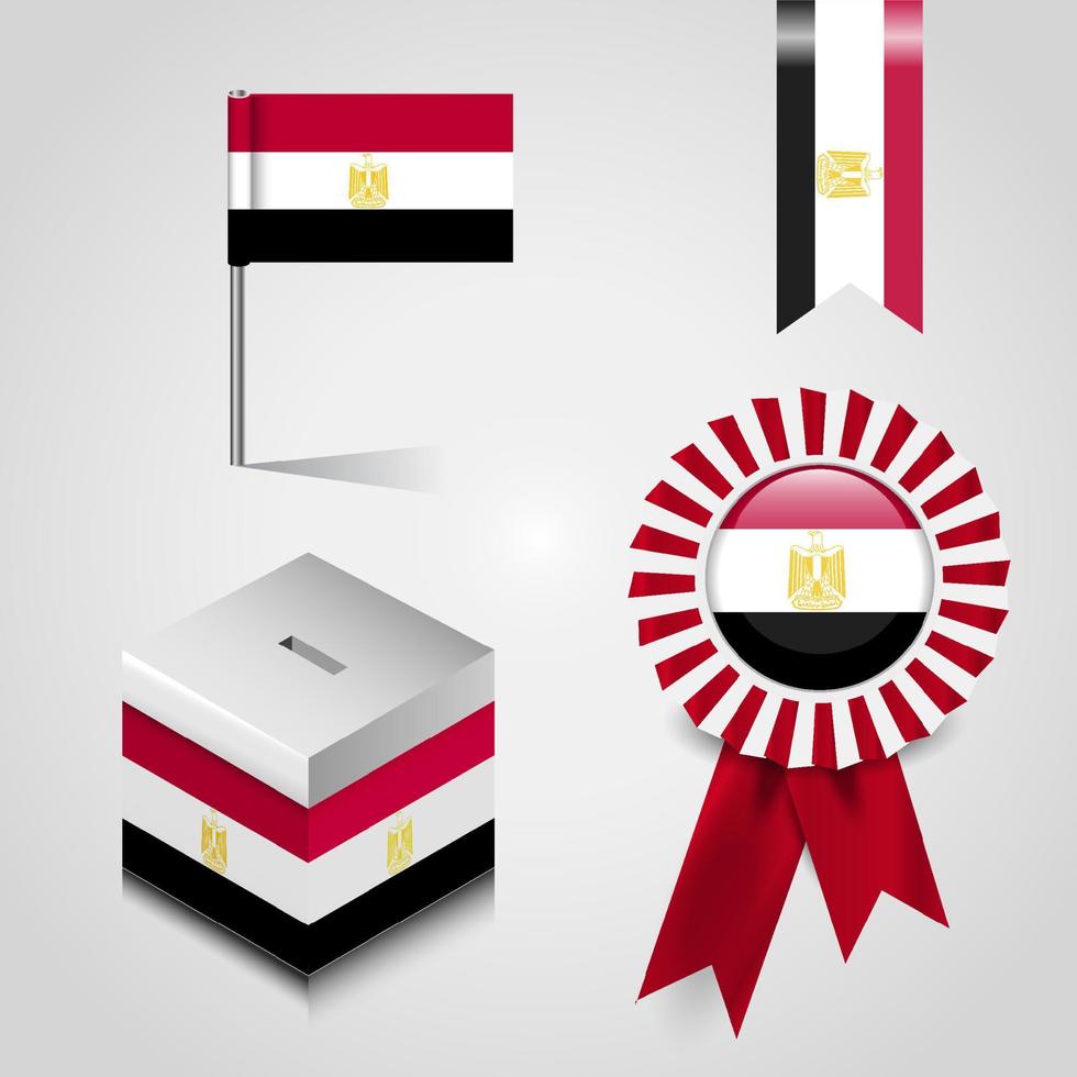place du drapeau du pays égyptien sur la boîte de vote. bannière de badge ruban et épingle de carte vecteur