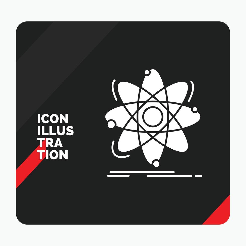 arrière-plan de présentation créative rouge et noir pour l'atome. la science. chimie. la physique. icône de glyphe nucléaire vecteur