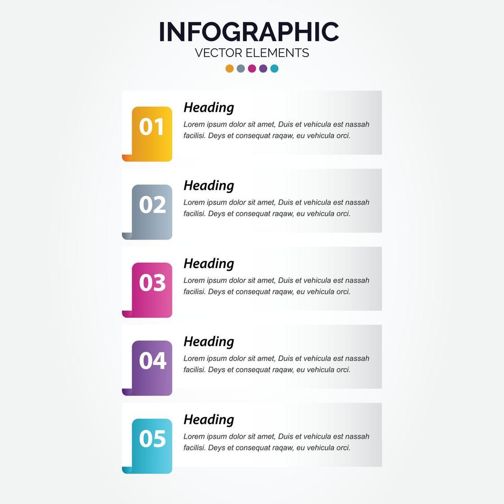 modèle d'infographie verticale d'entreprise numéros 5 options ou étapes vecteur