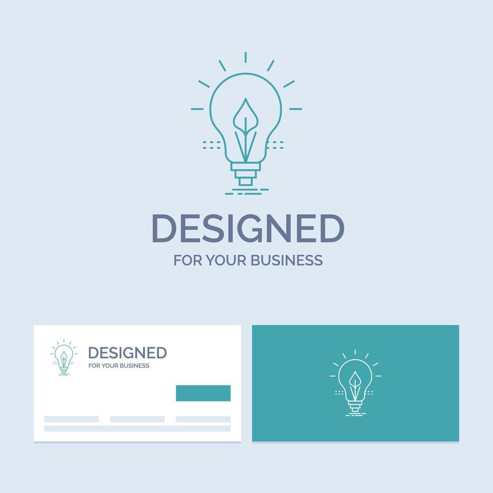 ampoule. idée. électricité. énergie. symbole d'icône de ligne de logo d'entreprise légère pour votre entreprise. cartes de visite turquoise avec modèle de logo de marque vecteur