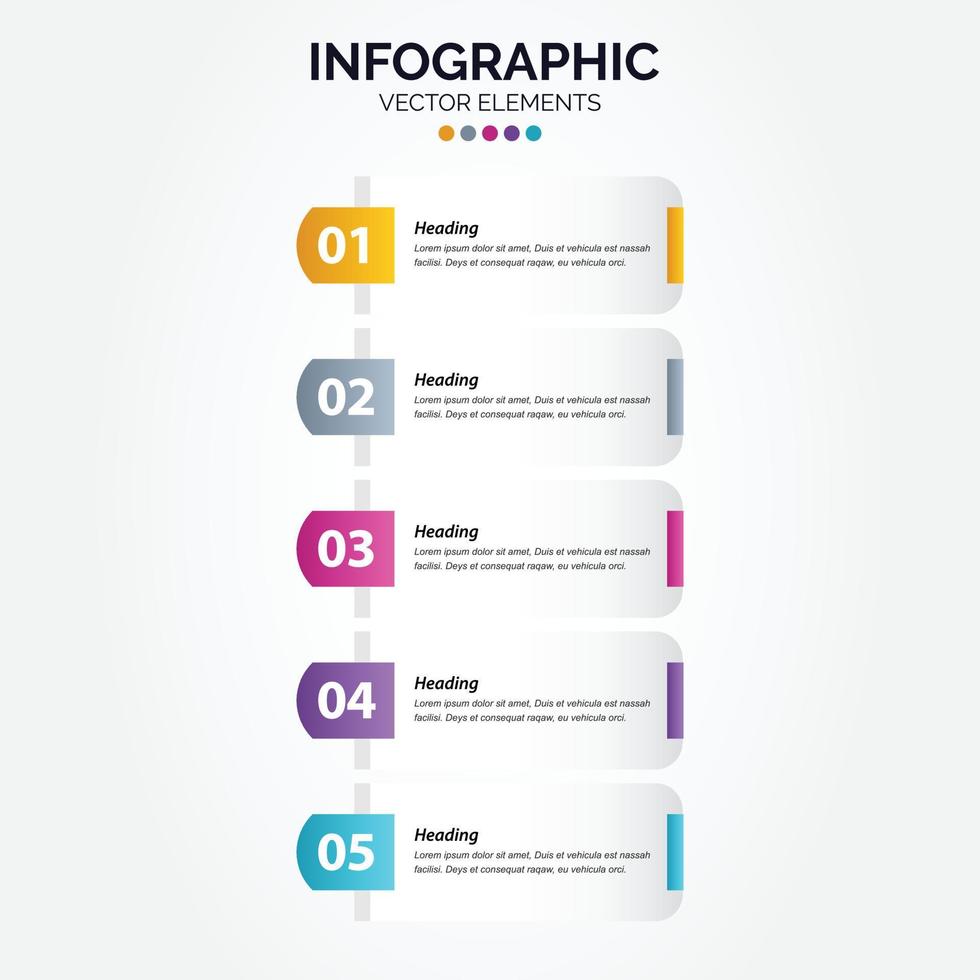 conception infographique verticale de vecteur avec des icônes. 5 options ou 5 étapes. diagramme de processus. organigramme. graphique d'informations