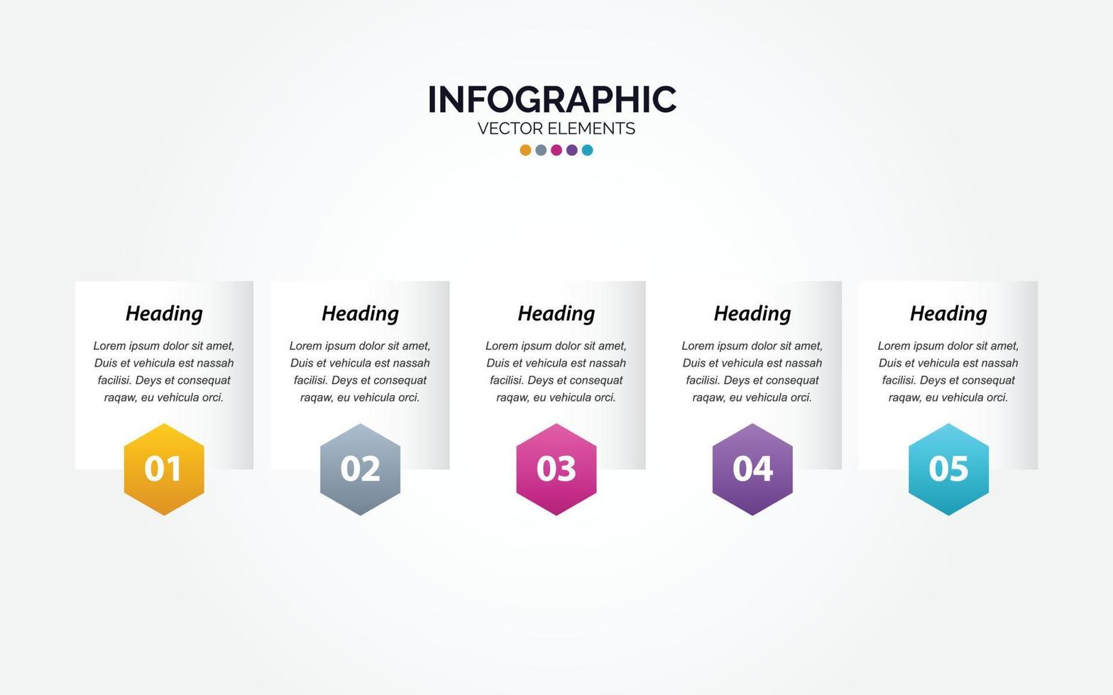 modèle d'infographie horizontale d'entreprise de présentation avec illustration vectorielle de 5 options vecteur