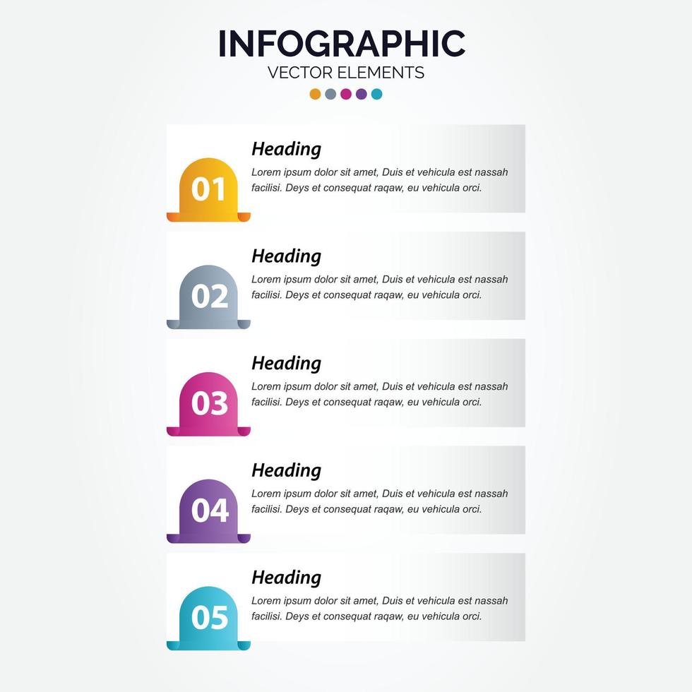 conception de flèche infographique verticale avec 5 options ou étapes. vecteur