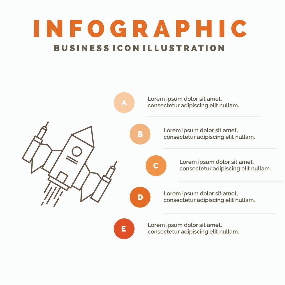 vaisseau spatial. vaisseau spatial. bateau. espace. modèle d'infographie extraterrestre pour le site Web et la présentation. icône grise de ligne avec illustration vectorielle de style infographie orange vecteur