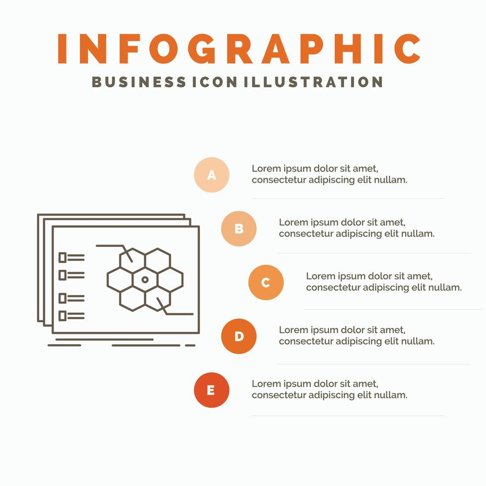 Jeu. stratégique. stratégie. tactique. modèle d'infographie tactique pour le site Web et la présentation. icône grise de ligne avec illustration vectorielle de style infographie orange vecteur