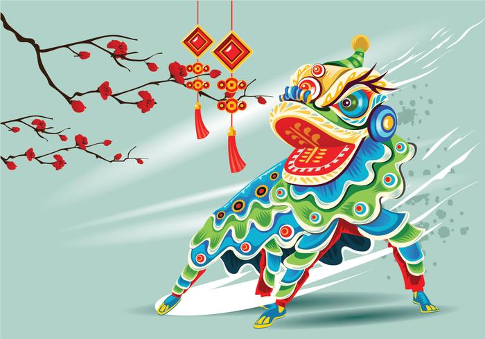 Chinesse lion dance vector