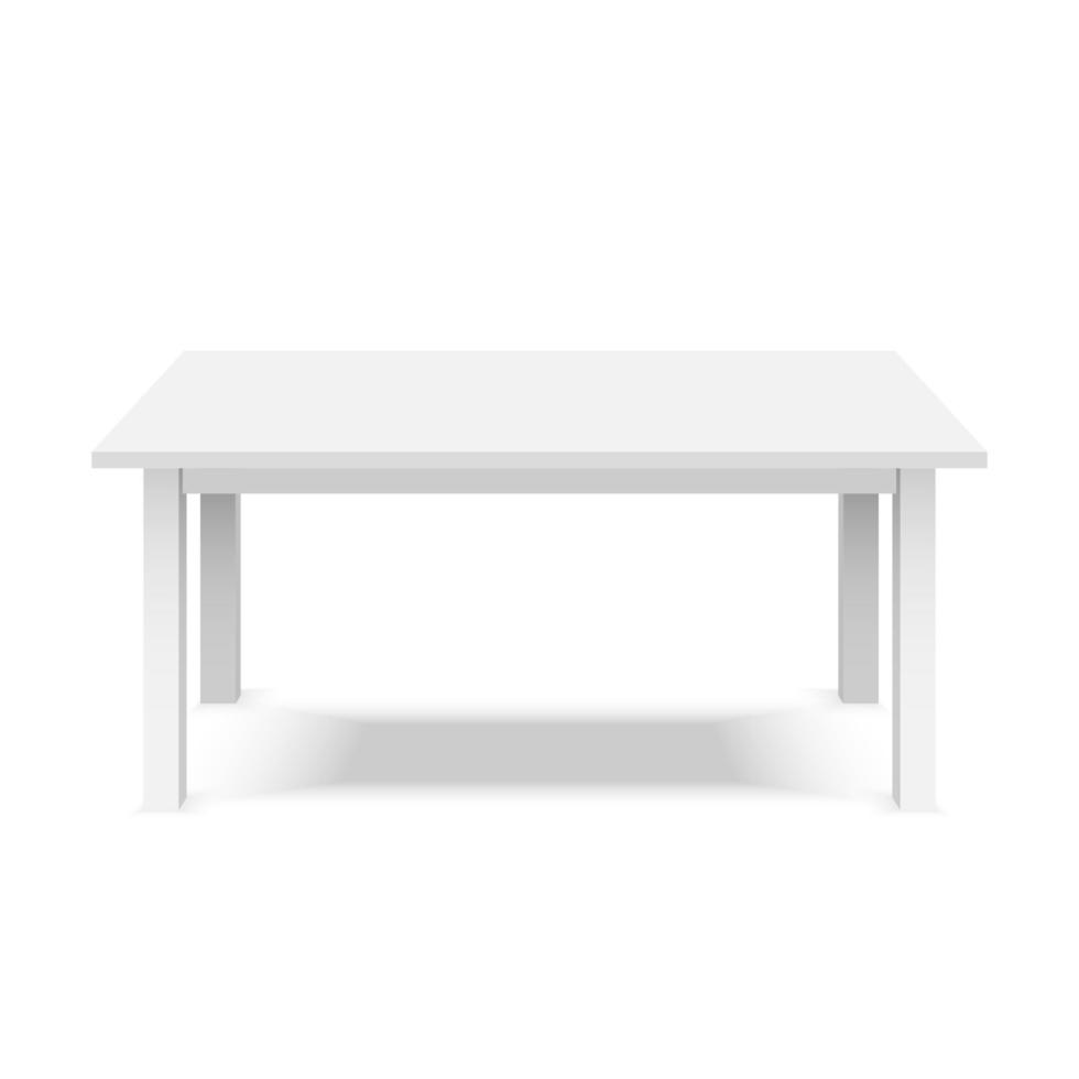 haut vide de table en plastique blanc isolé sur fond blanc. pour le modèle d'affichage du produit. table 3d vectorielle pour la présentation d'objets. vecteur