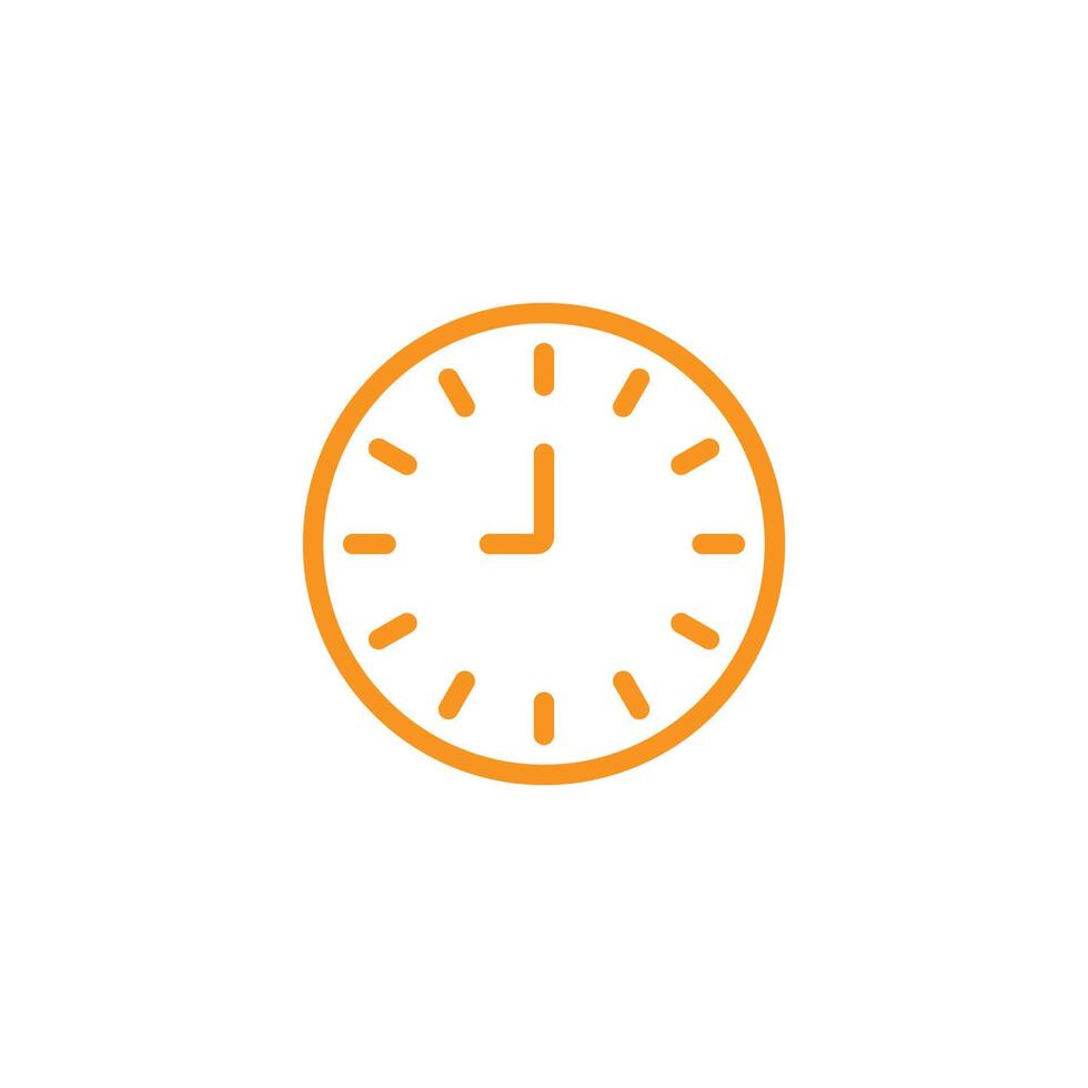 eps10 vecteur orange neuf ou 9 heures icône de ligne abstraite isolée sur fond blanc. symbole de contour d'horloge unique dans un style moderne simple et plat pour la conception de votre site Web, votre logo et votre application mobile