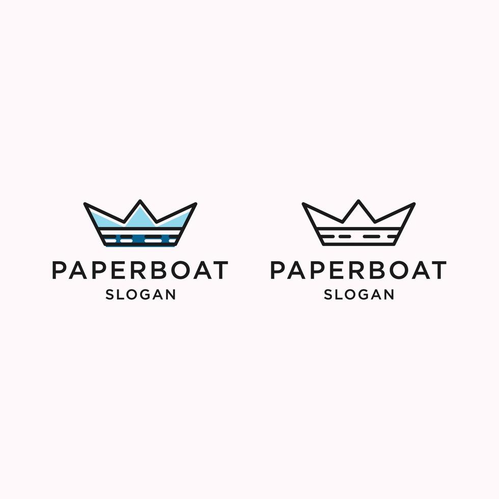 modèle de conception plate d'icône de logo de bateau en papier vecteur