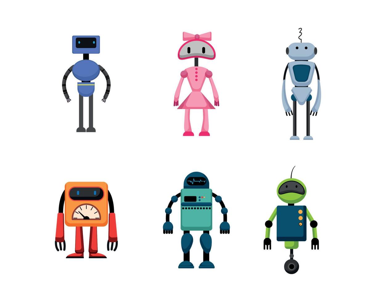 illustrateur vectoriel de collection de robots fantastiques