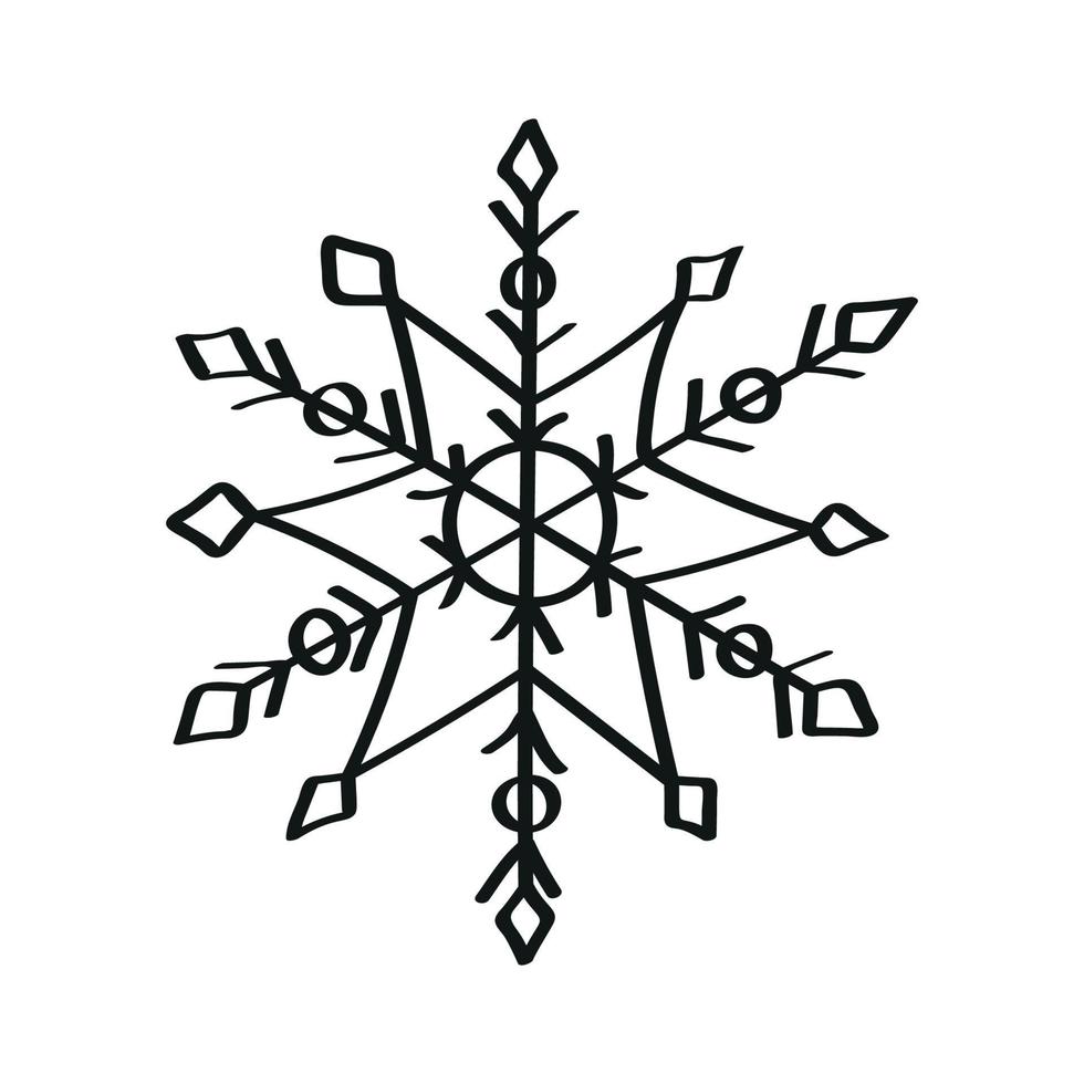illustration de flocon de neige dans un style d'encre d'art vecteur