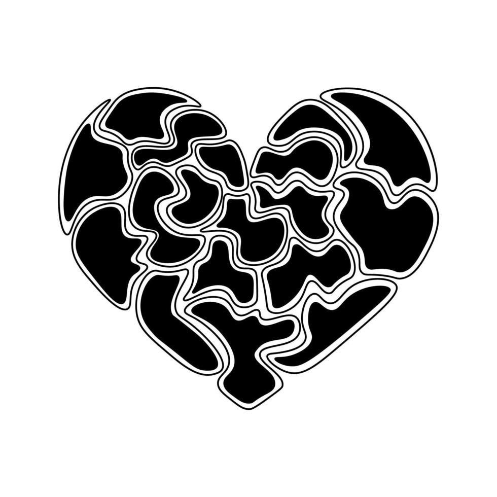 illustration de coeur abstrait dans un style d'encre d'art vecteur