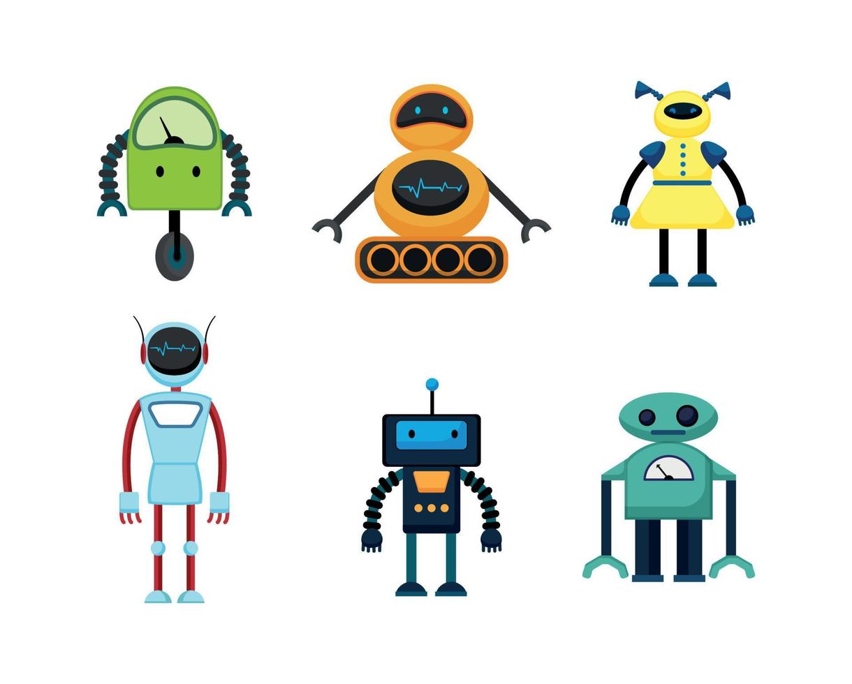 illustrateur vectoriel de collection de robots fantastiques