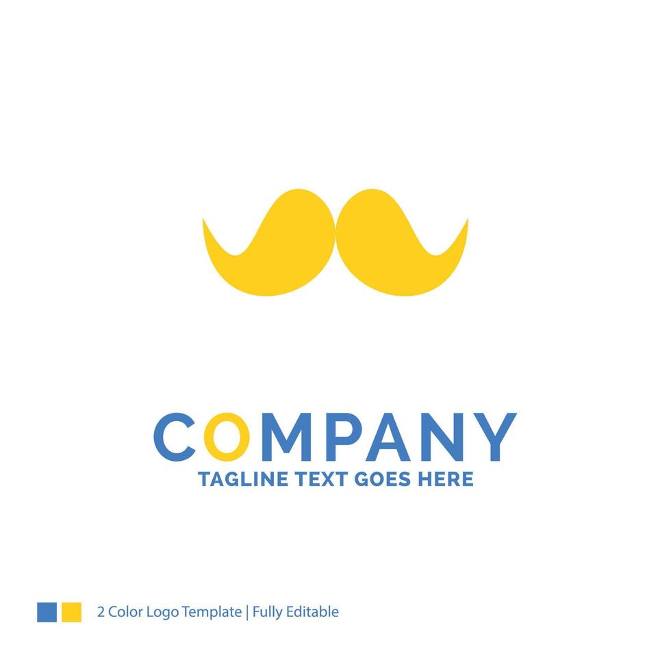 moustache. branché. movember. Masculin. modèle de logo d'entreprise jaune bleu hommes. lieu de modèle de conception créative pour le slogan. vecteur