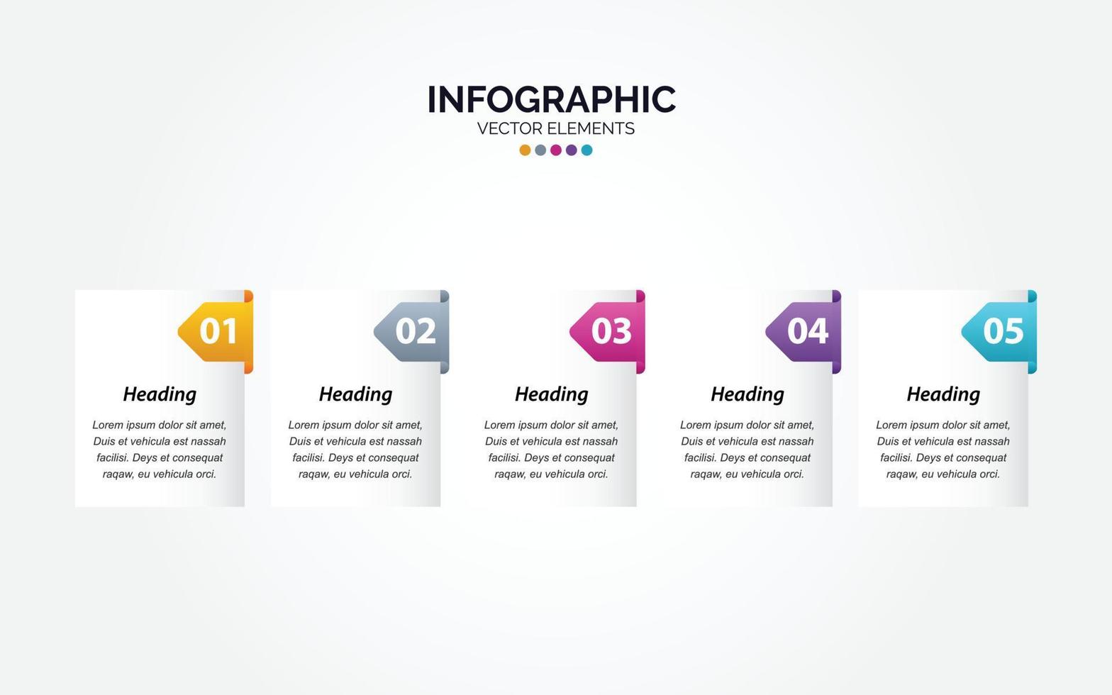 infographie horizontale entreprise modèle coloré conception de bannière 5 options style d'arrière-plan que vous pouvez utiliser pour le plan de développement de présentation de flux de travail de processus de marketing vecteur