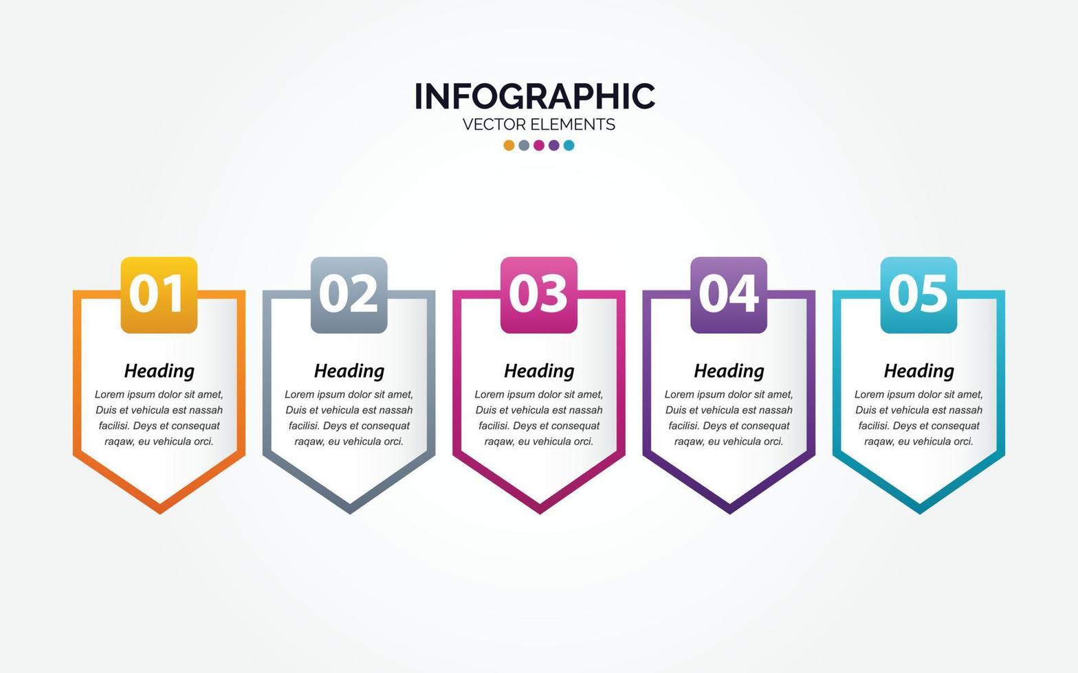 conception infographique horizontale vectorielle avec des icônes. 5 options ou 5 étapes. diagramme de processus. organigramme. graphique d'informations vecteur