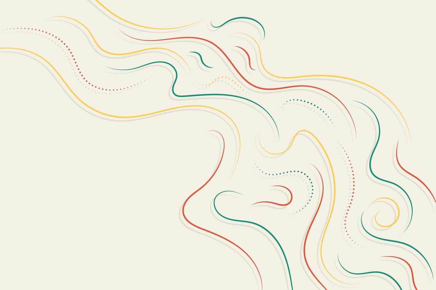 fond d'écran d'illustration de lignes ondulées rouges, jaunes et vertes dynamiques vecteur