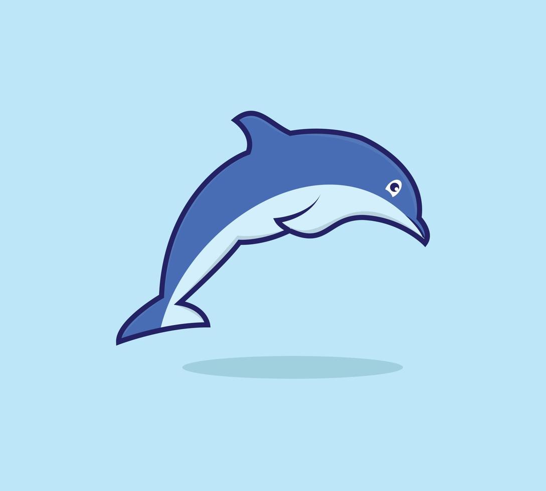 illustration d'icône de vecteur de dessin animé d'océanarium de dauphin sautant. vecteur de dauphin de style dessin animé pour l'éducation des enfants.