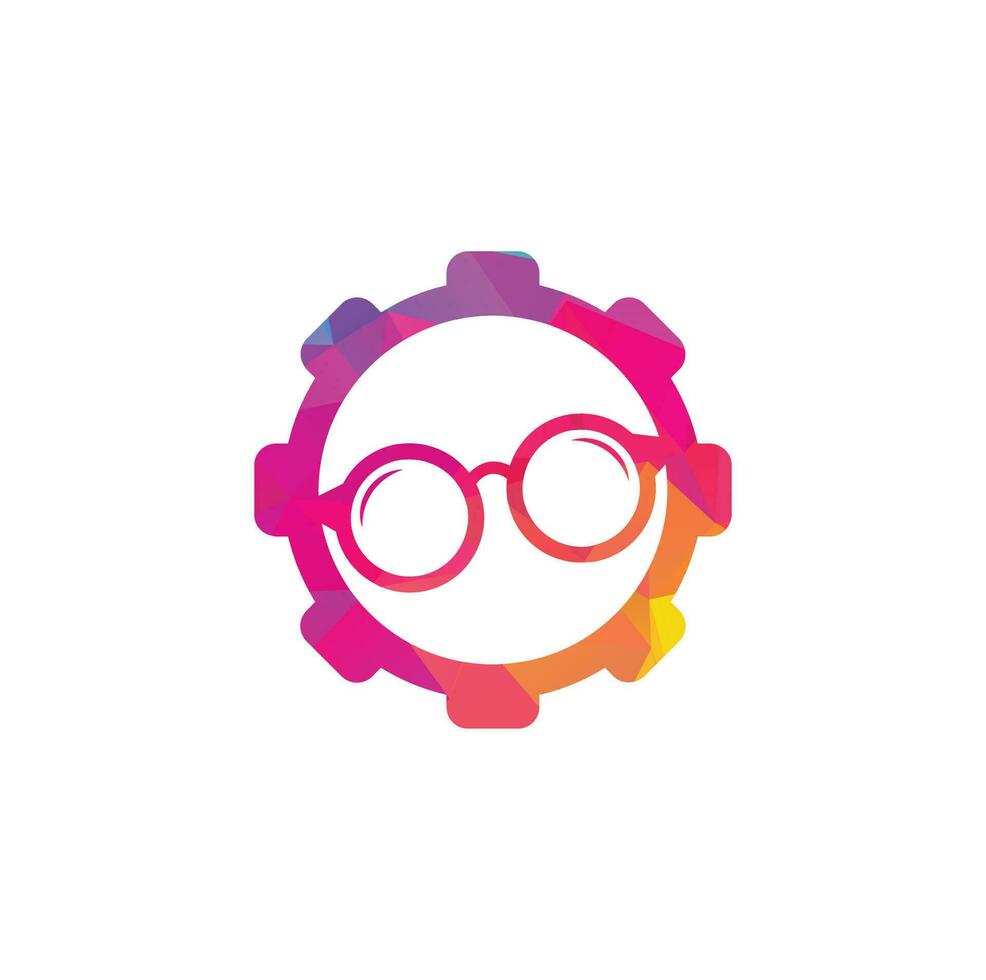 création de logo de concept de forme d'engrenage de lunettes. vecteur de modèle de conception d'icône de lunettes
