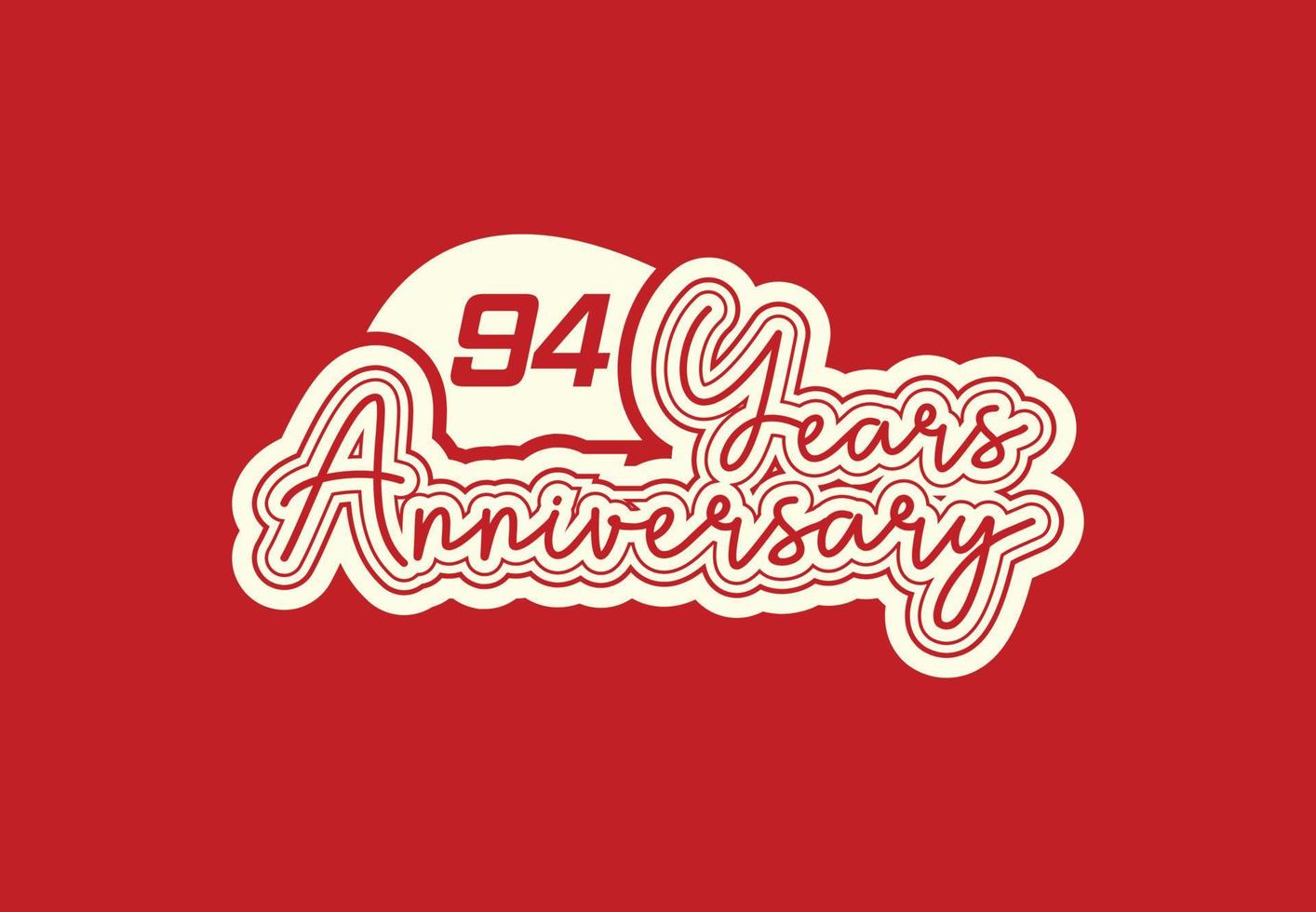 Conception de logo et d'autocollant d'anniversaire de 94 ans vecteur