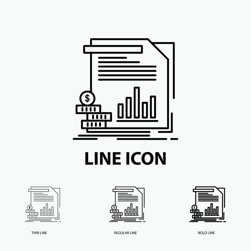 économie. finance. argent. informations. icône de rapports en fin. style de ligne régulier et audacieux. illustration vectorielle vecteur