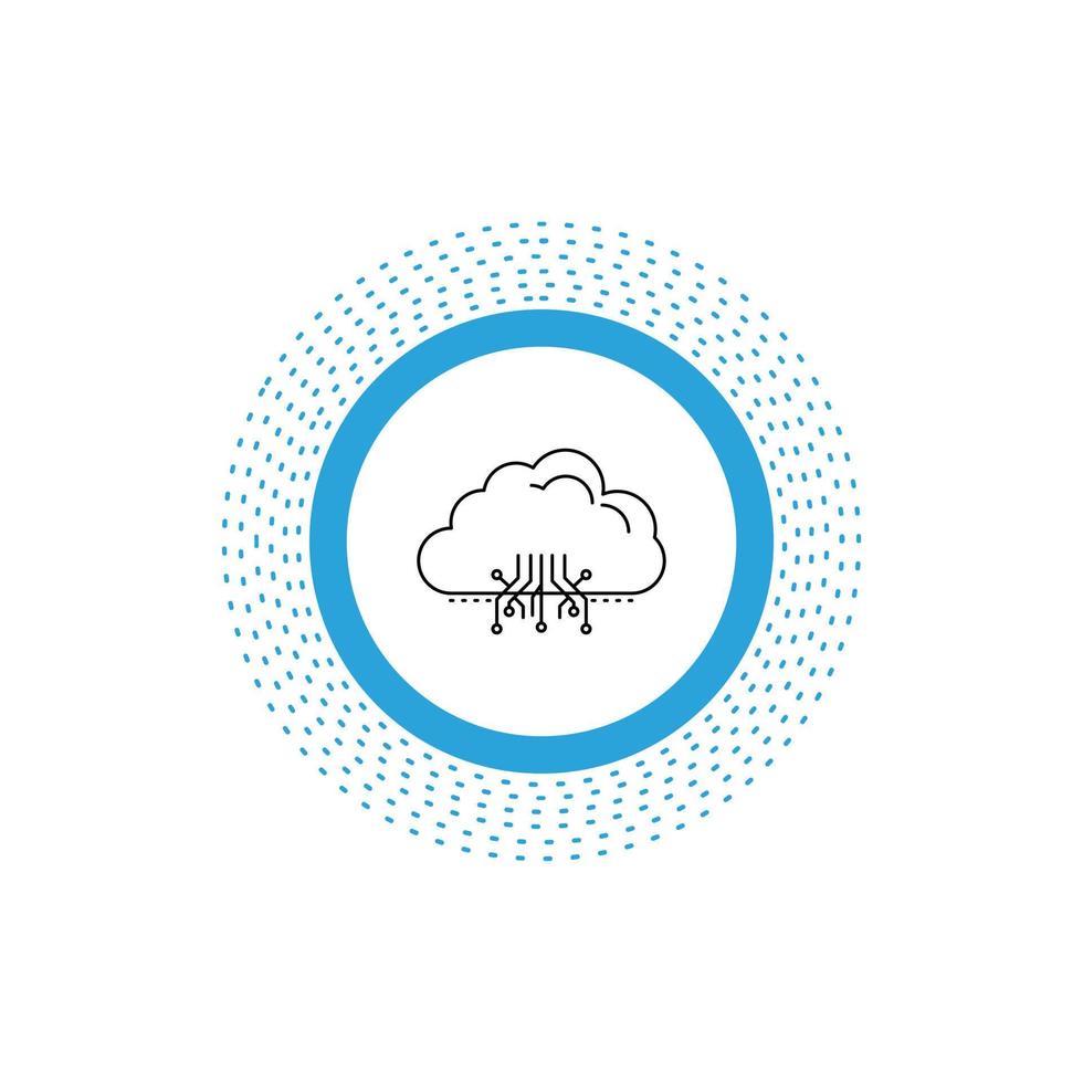 nuage. l'informatique. Les données. hébergement. icône de ligne de réseau. illustration vectorielle isolée vecteur