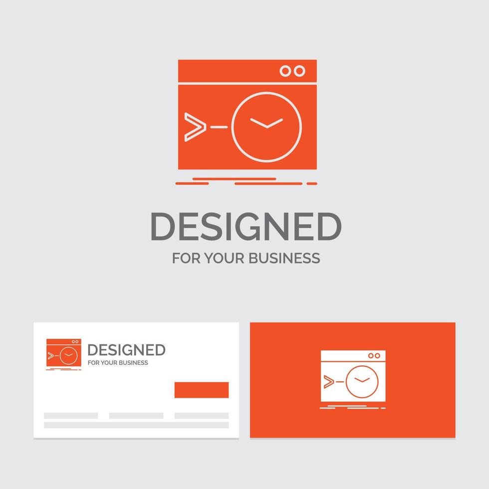 modèle de logo d'entreprise pour l'administrateur. commande. racine. Logiciel. Terminal. cartes de visite orange avec modèle de logo de marque. vecteur