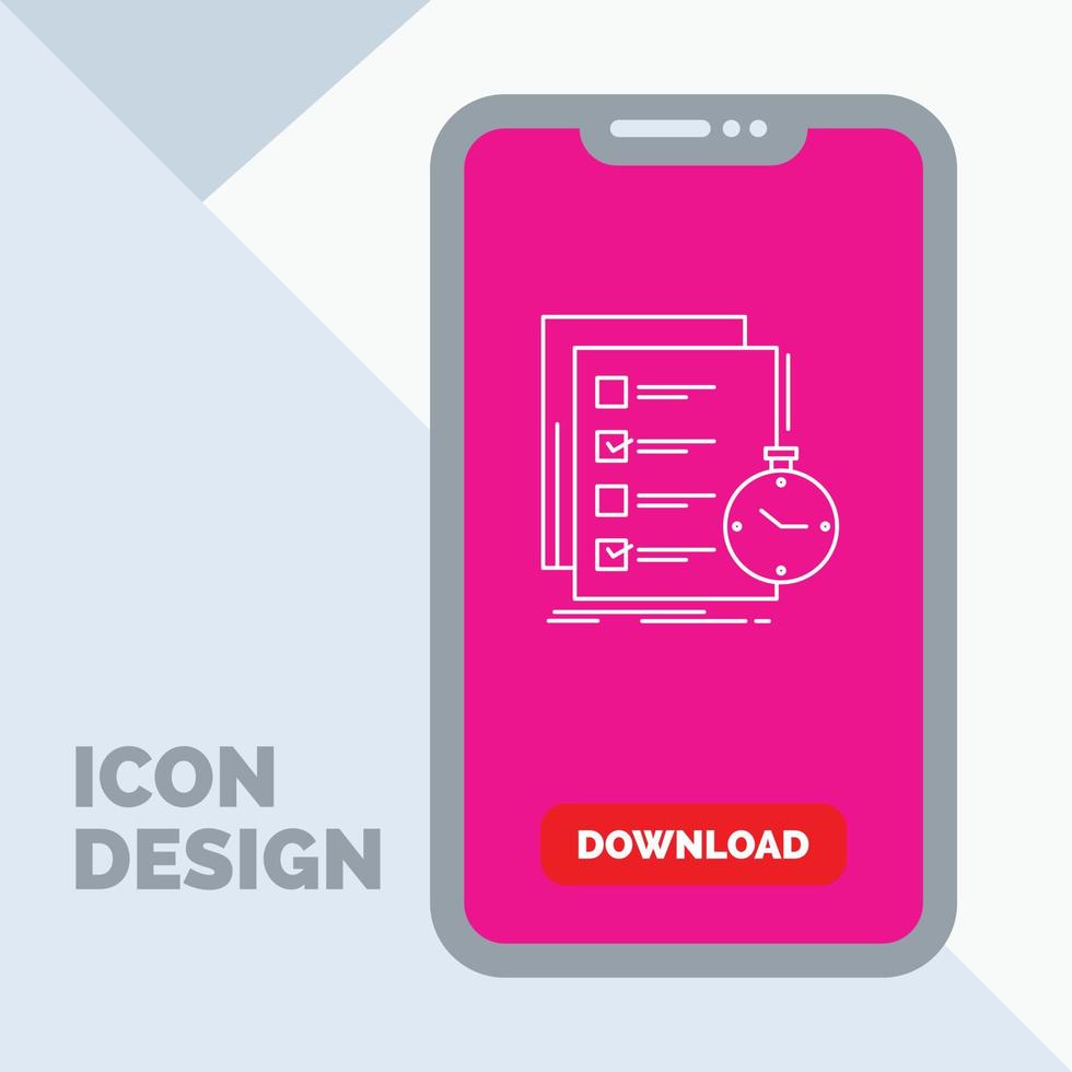 faire. tâche. liste. Chèque. icône de ligne de temps sur mobile pour la page de téléchargement vecteur