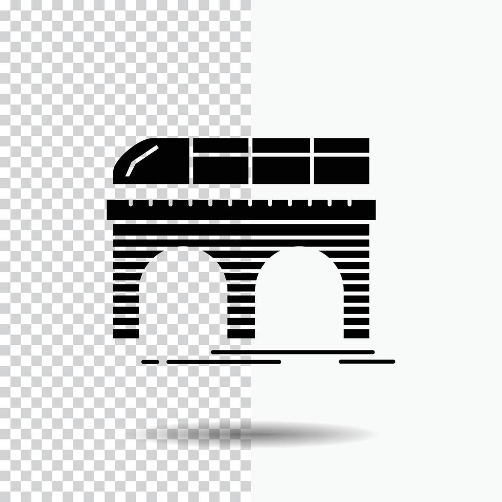 métro. chemin de fer. chemin de fer. former. icône de glyphe de transport sur fond transparent. icône noire vecteur