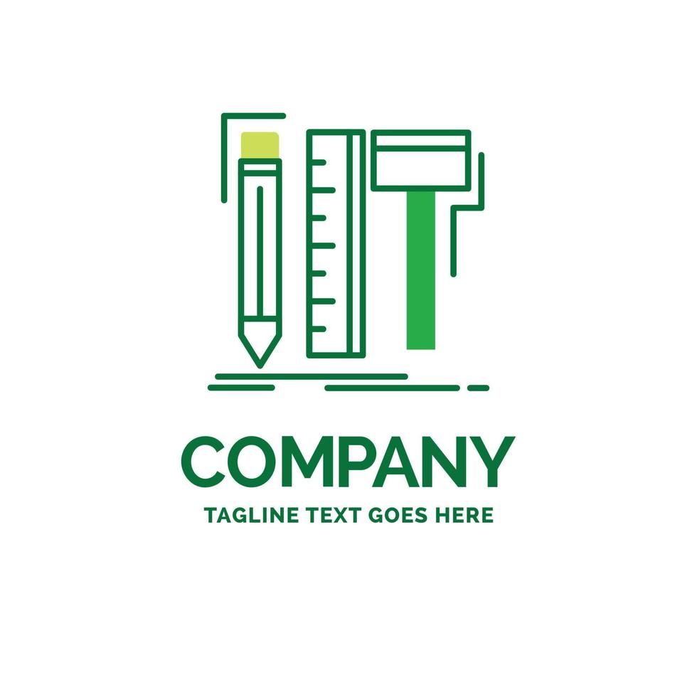 motif. designer. numérique. outils. modèle de logo d'entreprise plat crayon. conception de marque verte créative. vecteur