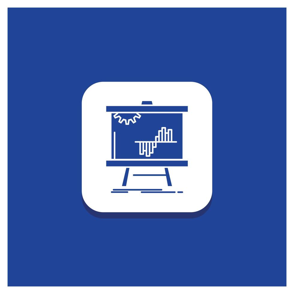 bouton rond bleu pour les entreprises. graphique. Les données. graphique. icône de glyphe de statistiques vecteur