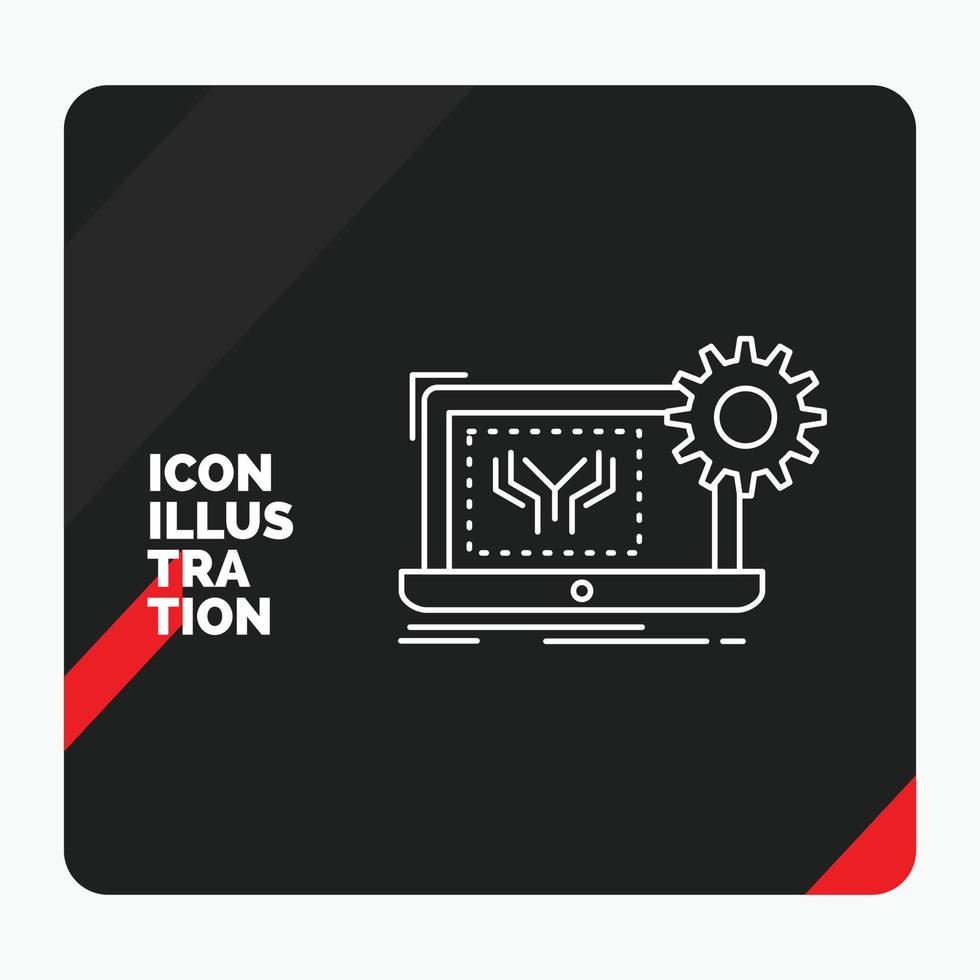 fond de présentation créative rouge et noir pour le plan. circuit. électronique. ingénierie. icône de ligne de matériel vecteur