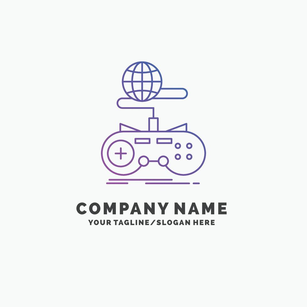 Jeu. jeu. l'Internet. multijoueur. modèle de logo d'entreprise violet en ligne. place pour le slogan vecteur