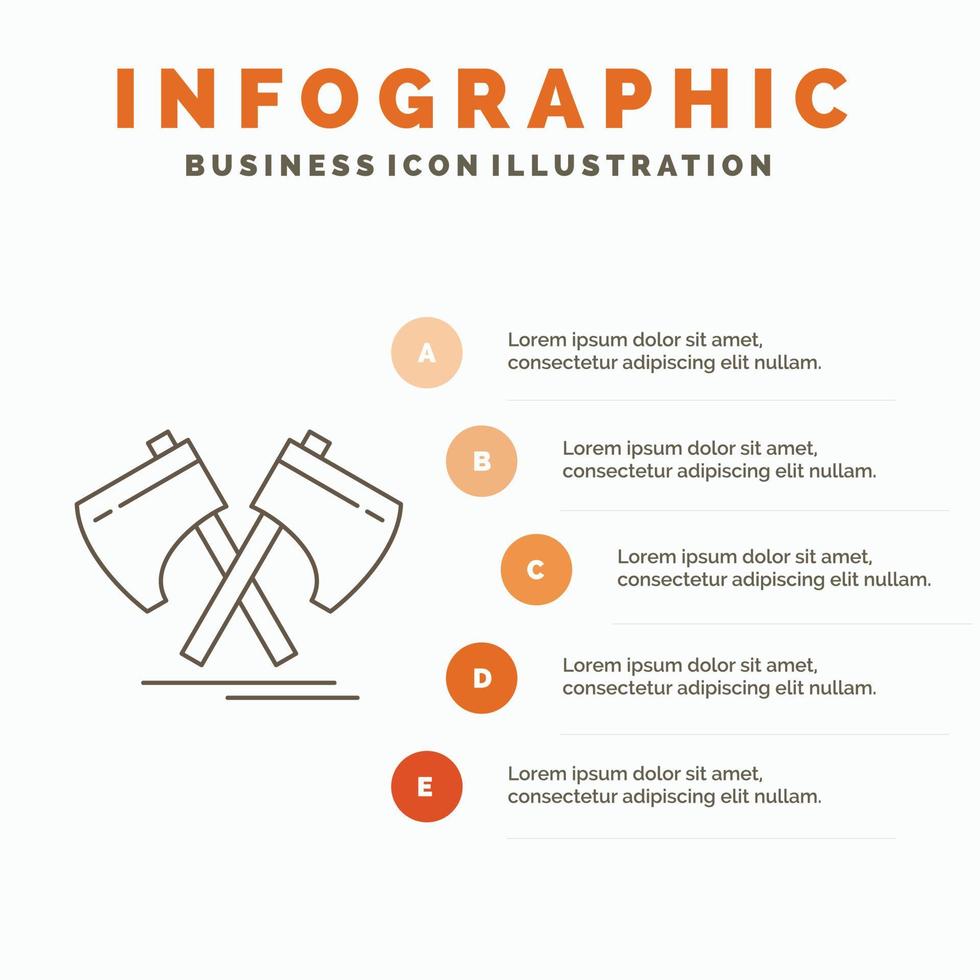 hache. hachette. outil. coupeur. modèle d'infographie viking pour le site Web et la présentation. icône grise de ligne avec illustration vectorielle de style infographie orange vecteur