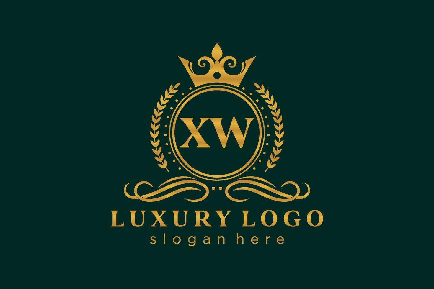 modèle de logo de luxe royal lettre initiale xw dans l'art vectoriel pour le restaurant, la royauté, la boutique, le café, l'hôtel, l'héraldique, les bijoux, la mode et d'autres illustrations vectorielles.