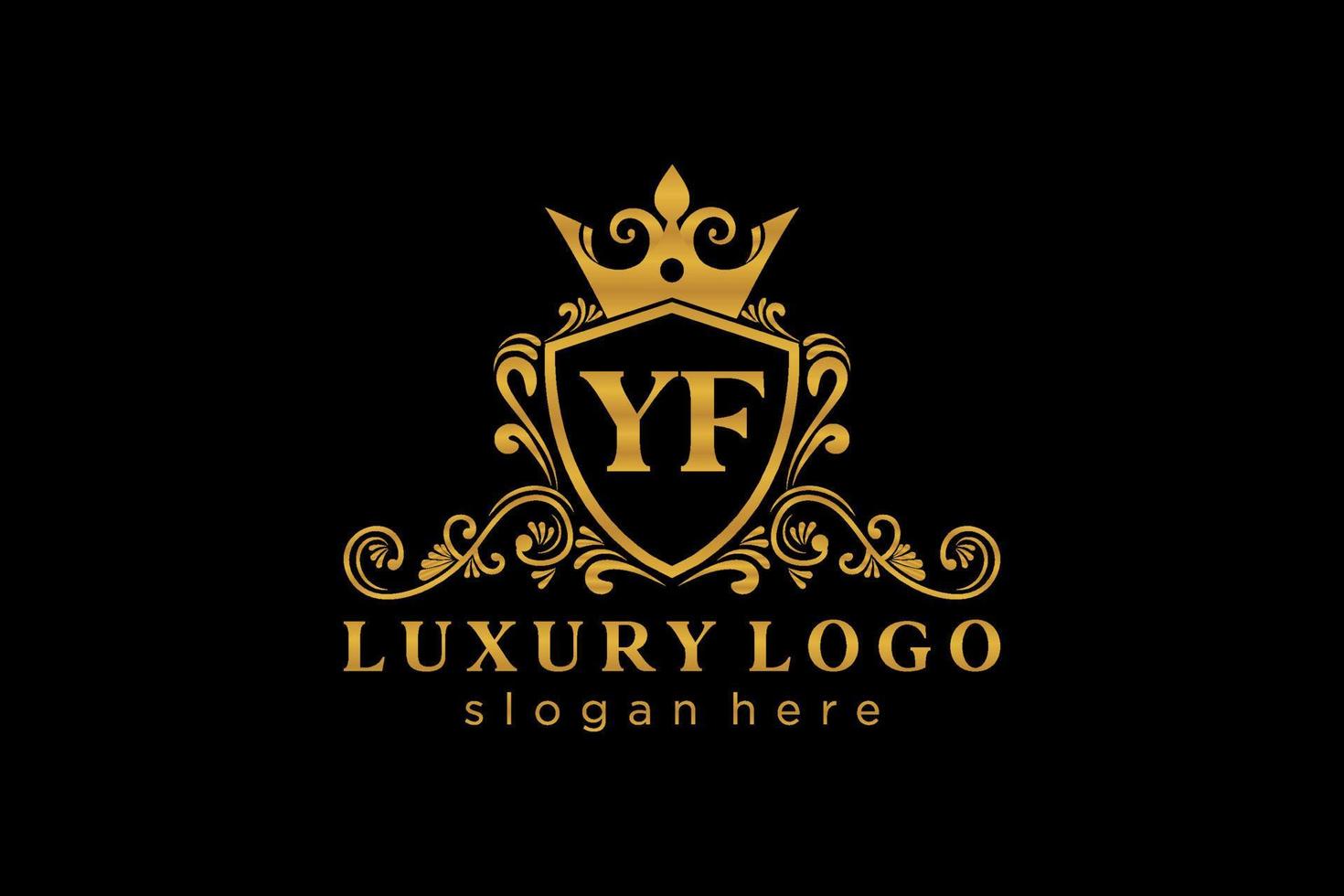 modèle initial de logo de luxe royal de lettre yf dans l'art vectoriel pour le restaurant, la royauté, la boutique, le café, l'hôtel, l'héraldique, les bijoux, la mode et d'autres illustrations vectorielles.