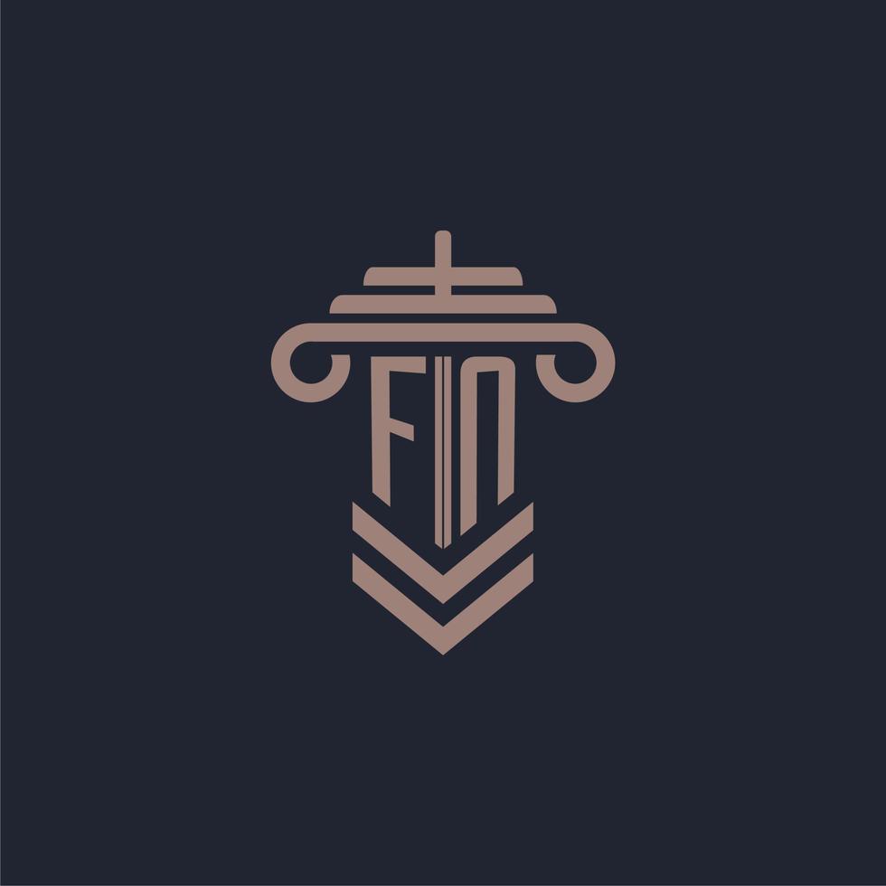 logo monogramme initial fn avec conception de pilier pour image vectorielle de cabinet d'avocats vecteur